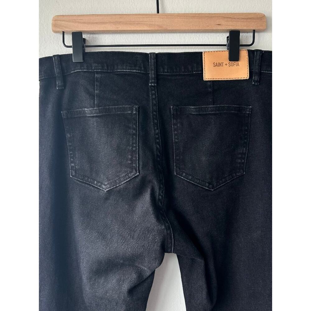 Saint + Sofia Bowie Stretch Flare Jeans Black Wash Patch Pocket Size 8 - Picture 5 of 10